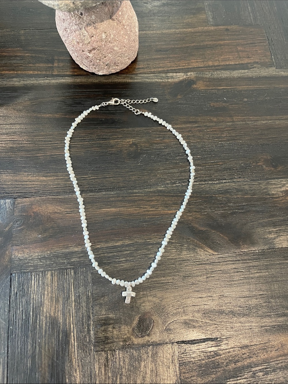 Silpada  fresh water pearl and silver Cross Necklace